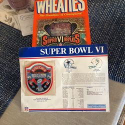 Dallas Cowboy Fans Wheaties Box & Patch (VI) Super Bowl 
