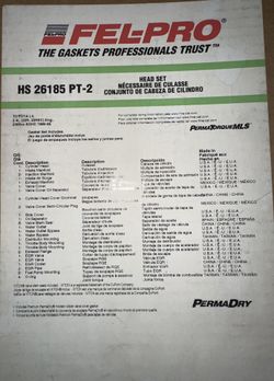 Toyota Head Gasket Set Felpro HS26185PT2