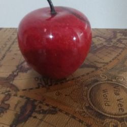 RED MARBLE APPLE PAPERWEIGHT 4" - S96