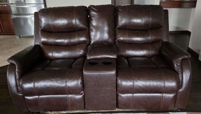 Leather Sofa And Love Seat With Power Recliner