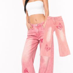 Y2K Flutterblush Jeans 🦋💕