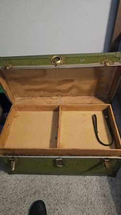 Mid 20th Century Vintage Military Wood Foot Locker Trunk