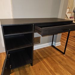 Dark Brown Desk With Cabinet, Drawer