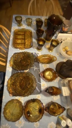 Vintage Tiara Sandwich Amber Glass Lot - 21 Pieces, Indiana Glass
