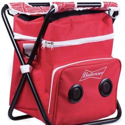 Budweiser Cooler Beach/Tailgate/Picnic Chair & Insulated Cooler Bag with Built in Rechargeable Bluetooth Speaker