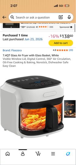 Glass bowl air fryer