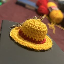 ONE PIECE Handmade Crochet StrawHat Keychain.