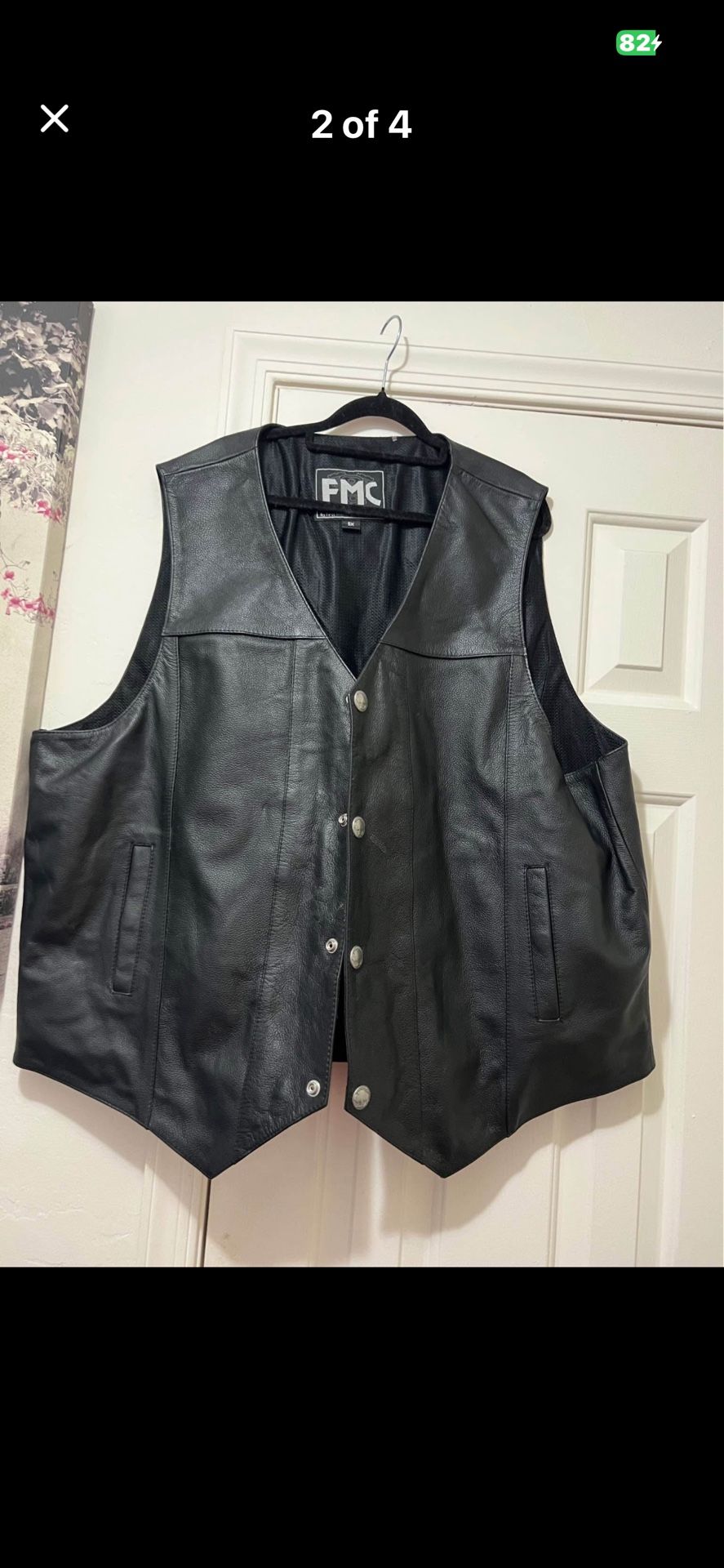Men’s FMC Leather Vest Concealed Carry Pockets 5XL Outer shell Leather
