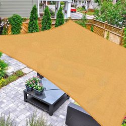 Sun Shade Sail Rectangle 10' x 13' UV Block Canopy for Patio Backyard Lawn Garden Outdoor Activities, Sand