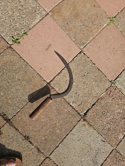 Vintage Hand Sickle with Wooden Handle