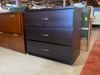 Black 3-Drawer Side Dresser w/ Metal Glide Hardware