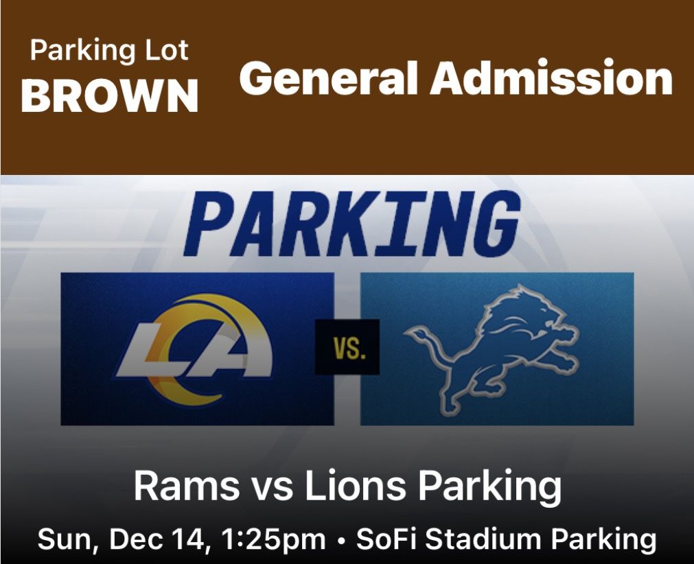 Rams Vs Lions Brown Parking Pass