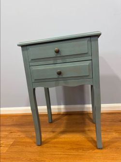 Wood blueish grey side table