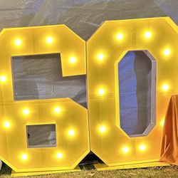 Huge Number 60 Sign With Lights