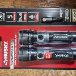 Husky Rechargeable 2-Pack Focusing Flashlight 1200 Lumens.  Price Is Firm 