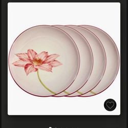 Noritake Colorwave Raspberry Clematis Set Of 4 Floral Acent Plates 