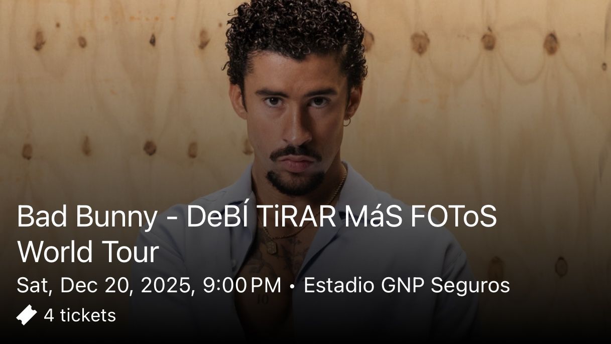 Bad Bunny DeBí TiRAR MáS FOTos World Tour Tickets