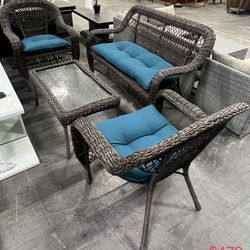 4pc Patio Furniture Outdoor Sofa With Chairs And Table 