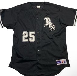 Vintage Majestic Athletic Brockton Rox #25 Baseball Jersey Large Black Mesh