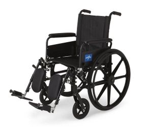 New Medline K4 Lightweight Wheelchair with Full-Length Arms and Elevating Leg Rests 18in Seat 300lbs Black  $75