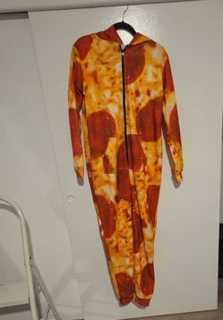 Pizza Print Adult Onesie Jumpsuit Silver Lilly Halloween