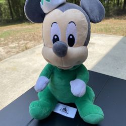 Disney Babies Mickey Mouse Green Elf Disney Christmas Plush
