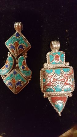 Coral and Turquoise Pendent
