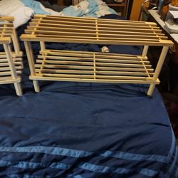 2 Of Them Solid Wooden Shelves With 2 Shelves Like New 
