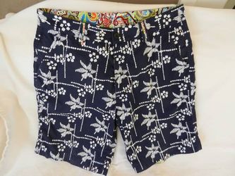 ROBERT GRAHAM MENS NAVY & WHITE TROPICAL SHORTS 34" LIKE NEW