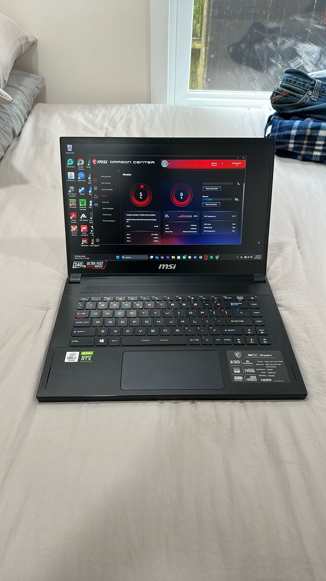 Gaming laptop — MSI GS66 Stealth RTX 2070