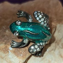 Enamel Frog Pin. 