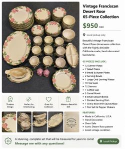 Franciscan Desert Rose 65-Piece Dinnerware Set
