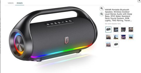 HWWR Portable Bluetooth Speaker, Wireless Outdoor Loud Stereo Audio with Waterproof