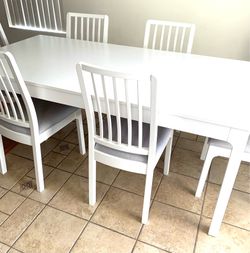 IKEA WOOD TABLE AND CHAIR SET / WITH TABLE EXTENSION