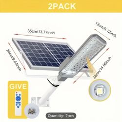 Solar Street Lights with A Remote Control. IP65, Energy-saving LED Outdoor Wall Lights with Detachable Solar Panels. Suitable for Roads, Yards And Squ