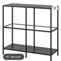 Shelf unit, black-brown/glass