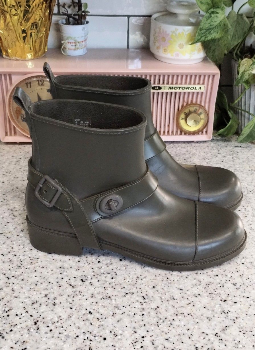 Coach Moto Style Rain Boots Size 9