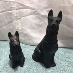 Two (2) German Shepherd Dogs Figurines/Statues Decor