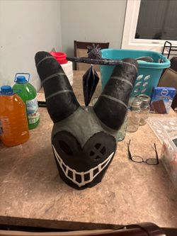 Custom Hazbin Hotel Lute Exorcist Cosplay Helmet / Mask Prop As is Repair Needed