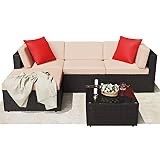 Glass Top Wicker Patio Table Only