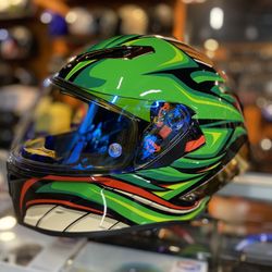 Motorcycle Green Dot Helmet New $180
