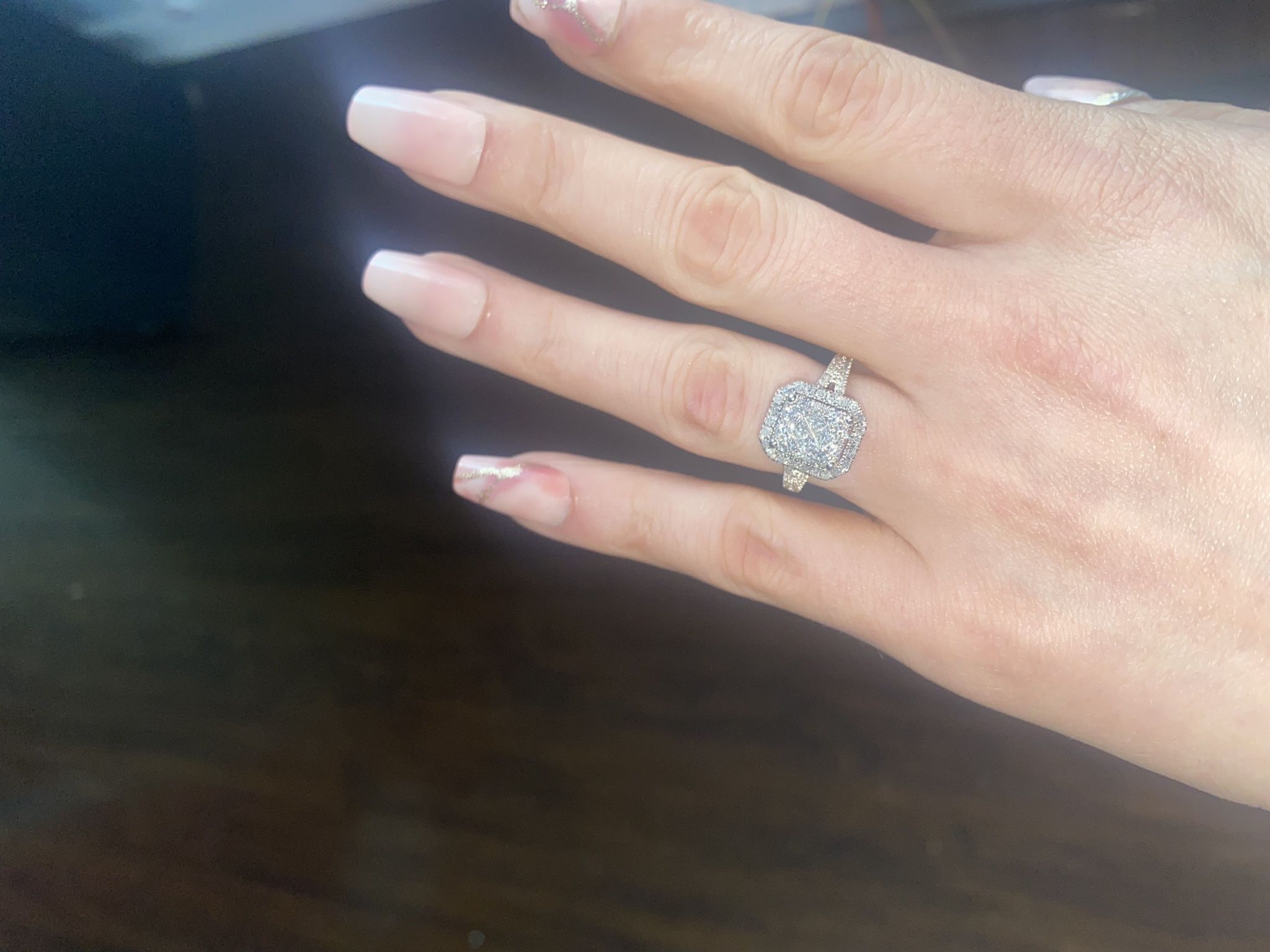 Princess Cut Diamond Cluster Engagement Ring