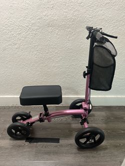 Clean COSYWILL Steerable Knee Scooter,Economy Knee Walker,All Terrain Foldable Medical Scooter for Foot Injuries Crutches Alternative,Pink