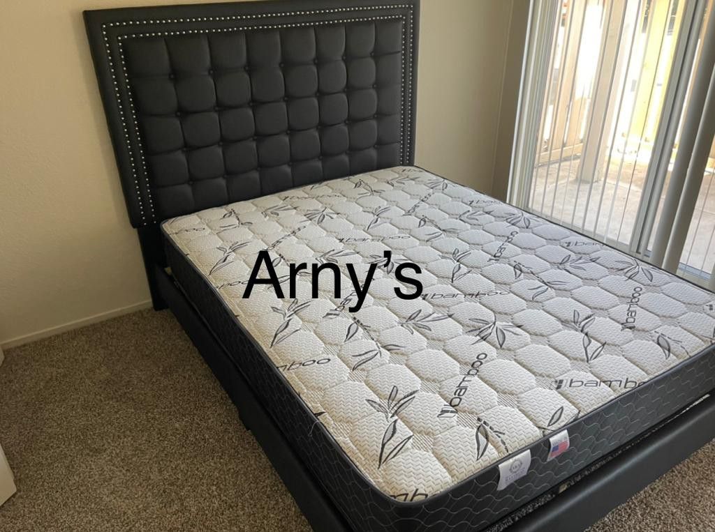 Black New Queen Bed With Orthopedic Supreme Mattress Included 