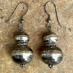 Large Sterling Bench Beaded Earrings 