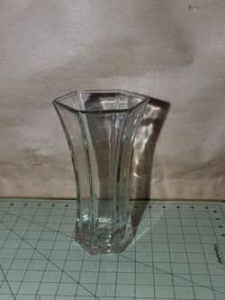 Indiana HOOSIER 4040 Heavy Glass Vase 6 Side Hexagon Clear Vase 9"  
