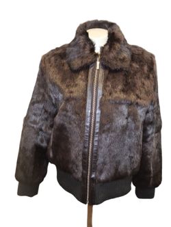 Women's VTG Che-Bella Rex Rabbit Fur Bomber Jacket LARGE L