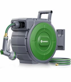 Garden Retractable Hose Reel, 5/8 Inch x 85 ft Wall Mounted Garden Hose Reel with Any Length Lock, Upgraded Slow Return System and 180°Swivel Bracket
