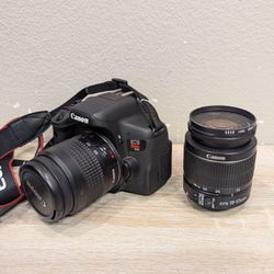 Canon Rebel T6i EOS DSLR w Lenses& Battery