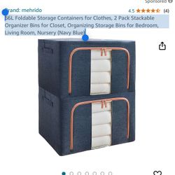 NEW 66L Foldable Storage Containers for Clothes, 4 Pack Stackable Organizer Bins for Closet, Organizing Storage Bins for Bedroom, Living Room, Nursery